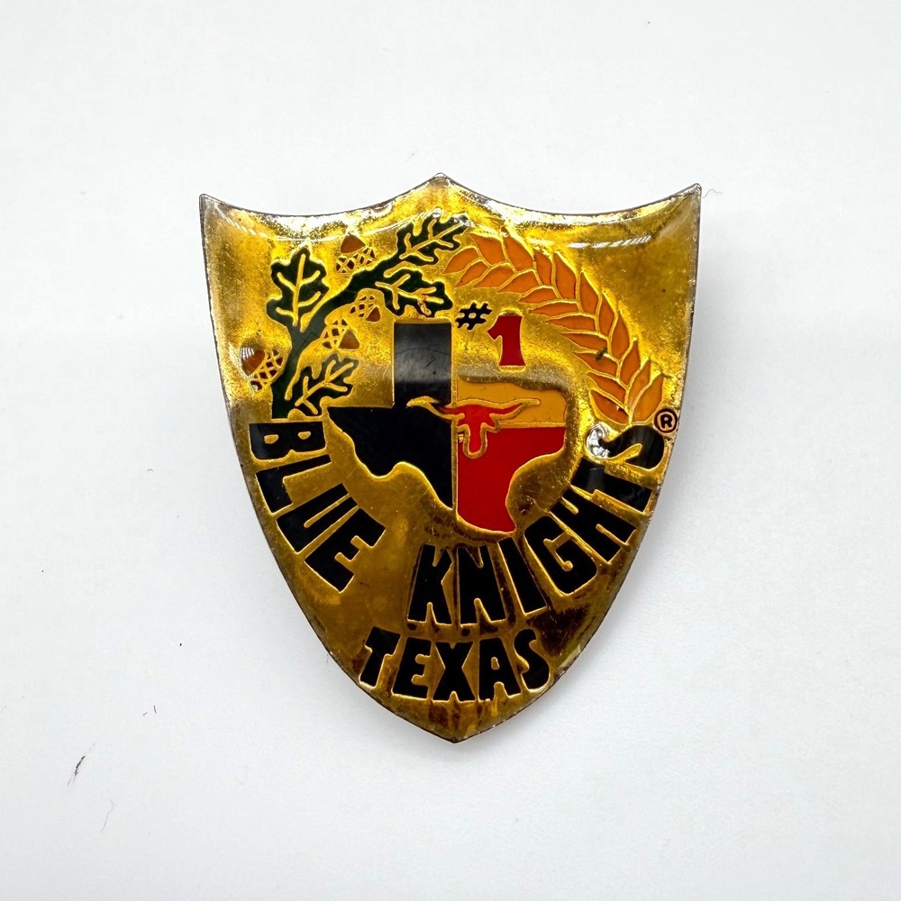 Blue Knights Texas Motorcycle Club‎ Shield Lapel Pin Screwback Enamel Badge #1